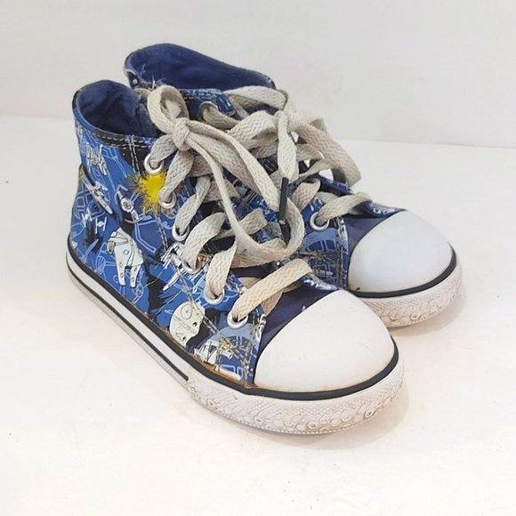SKECHERS | STAR WARS Boys High Top Sneakers Blue White Size 9 - Picture 1 of 8